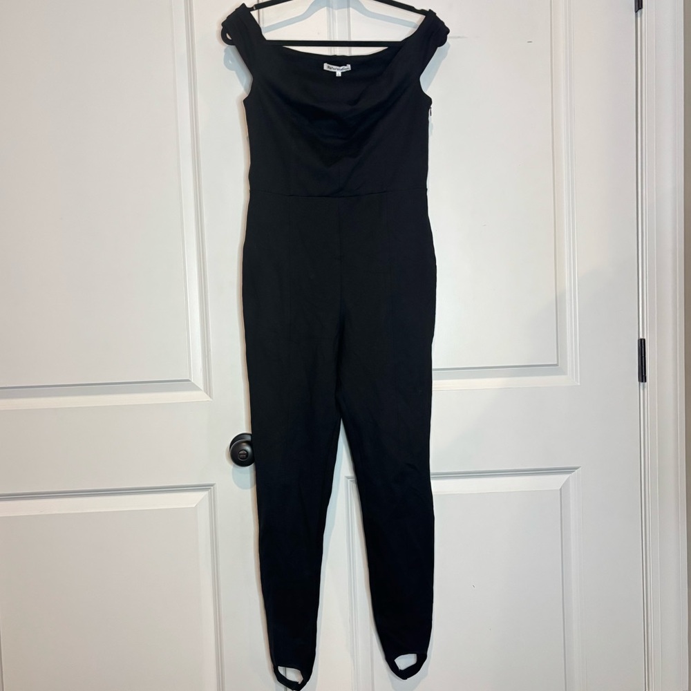 Reformation Black Off-Shoulder Slim Jumpsuit - Picture 2 of 13